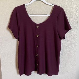 Torrid Burgundy ribbed button top Size 1 NWT